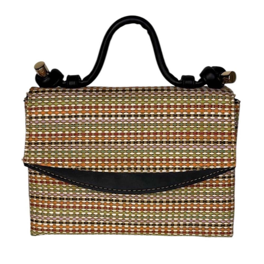 Woven Handbag - Black and Multicolored